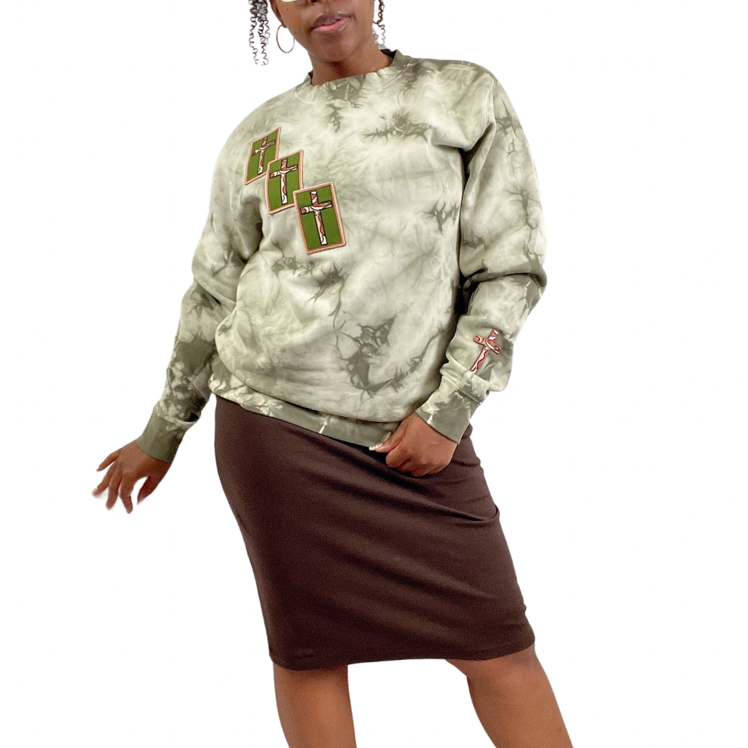 Rebellion, Repentance, Redemption -  Elevated Threads Sweatshirt / Green Tie-Dyed